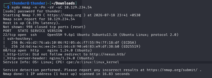 Nmap scan results
