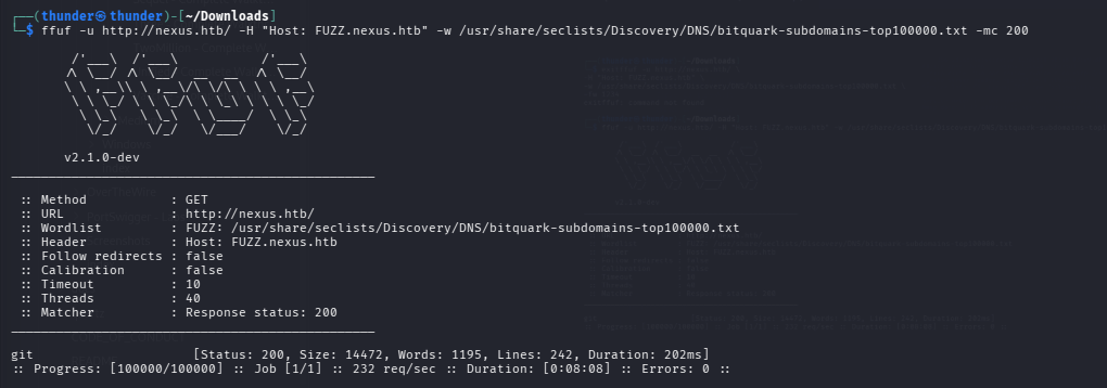 ffuf vhost fuzzing result