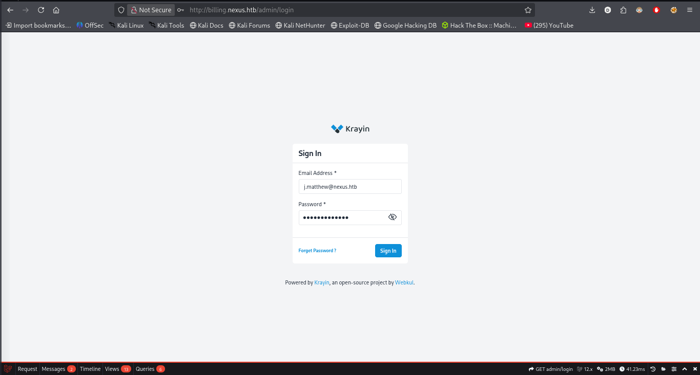 Krayin CRM login page