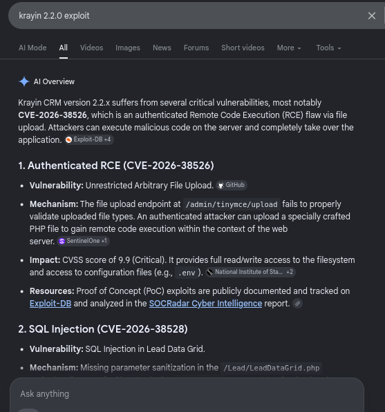 Version fingerprinting and CVE lookup