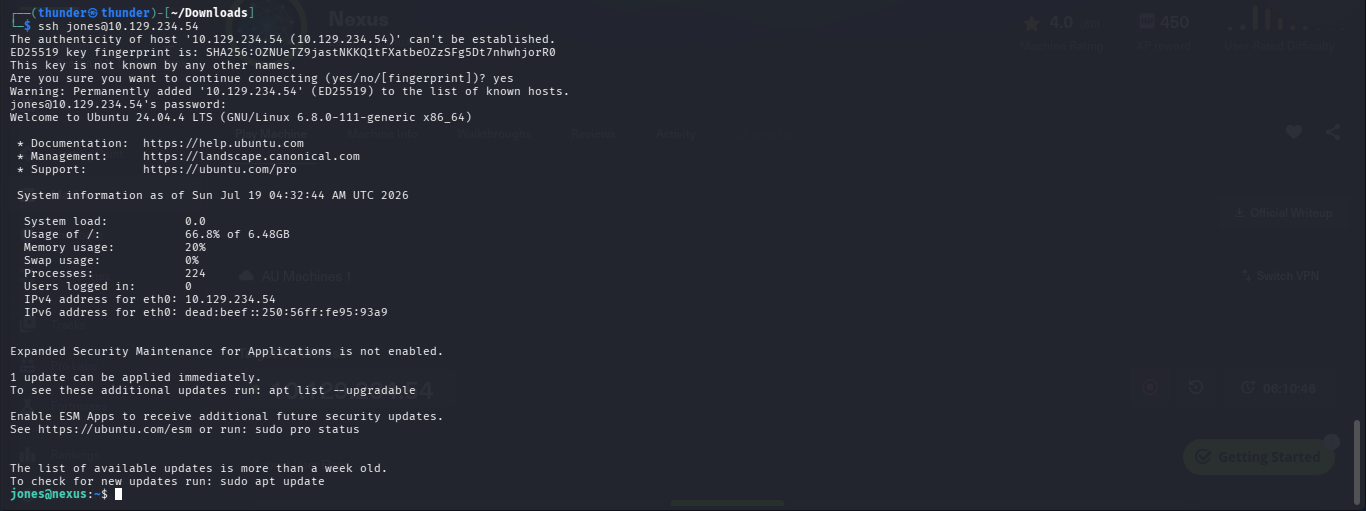 SSH login as jones